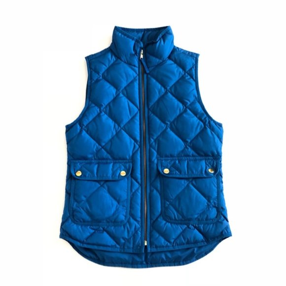 J. Crew Bright Royal Blue Quilted Puffer Vest - Picture 2 of 8